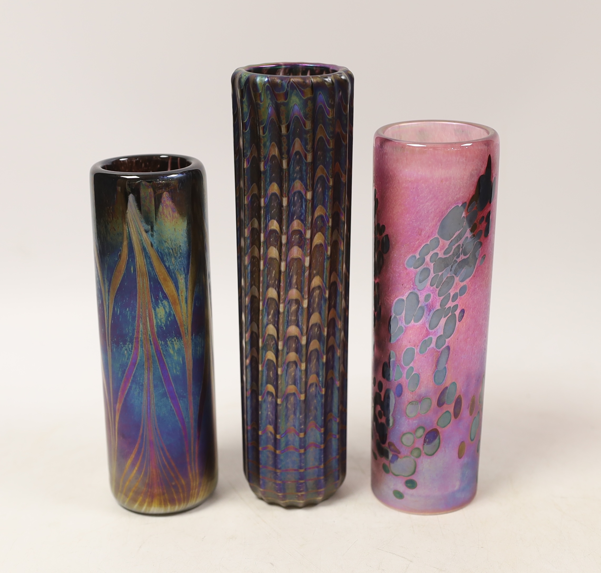John Ditchfield, three Glasform vases, tallest 19cm high